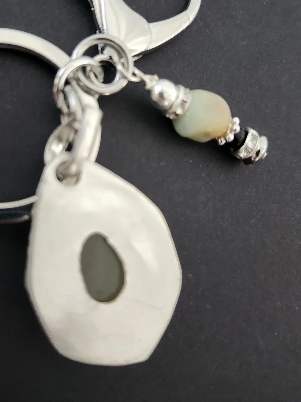 Yellow Agate 925 Frame Purse Charm or Keychain Rhodonite Granite Handcrafted